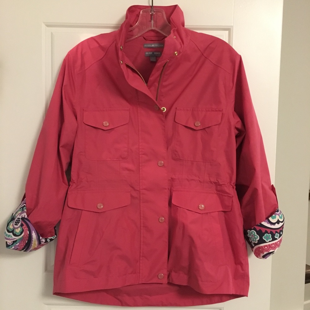 Pink Peter Millar rain jacket